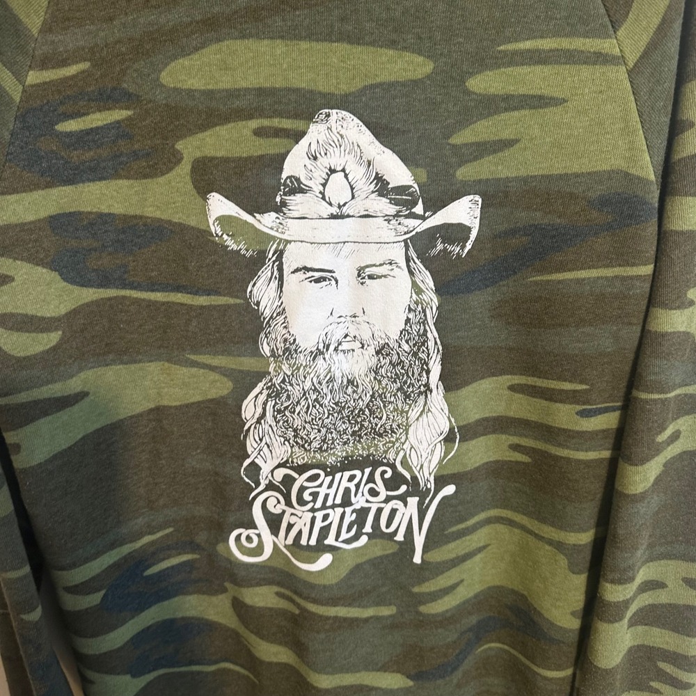 Alternative Chris Stapleton Hoodie Mens L Green Camo Zip Up Outdoor Concert - Picture 4 of 5